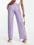 Фото #2 товара ASOS DESIGN straight sequin ankle grazer trousers in purple