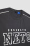 DeFactoFit NBA Brooklyn Nets Oversize Fit Bisiklet Yaka Kısa Kollu Tişört B9907AX24SM