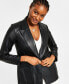 Фото #4 товара Women's Oversized Leather Blazer Jacket