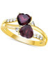 ფოტო #1 პროდუქტის Garnet (2 ct. t.w.) & White Topaz (1/8 ct. t.w.) Double Heart Ring in Gold-Plated Sterling Silver