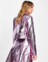 Miss Selfridge metallic biker jacket in pink