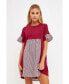 Фото #2 товара Women's Knit Stripe Woven Mixed Dress