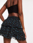 Stradivarius STR lace up ruffle mini skirt in grunge floral print