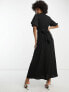 Фото #2 товара ASOS DESIGN Tall tie waist puff sleeve midi dress in black