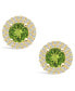 ფოტო #2 პროდუქტის Peridot (1-7/8 ct. t.w.) and Diamond (1/2 ct. t.w.) Halo Stud Earrings in 14K Yellow Gold