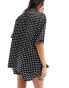 ASOS DESIGN satin revere shirt in mono spot print co-ord mono spot print, 42 - фото #8