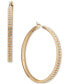 Фото #1 товара Gold-Tone Pavé Two Row Medium Hoop Earrings, 1.5"