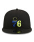 Фото #2 товара Men's Black Philadelphia 76ers Neon Pop 9FIFTY Snapback Hat