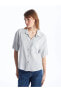 Фото #1 товара Рубашка женская LC WAIKIKI с короткими рукавами из смеси льна с полосками
