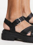 Timberland london vibe cross strap sandals in black full grain leather
