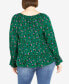 ფოტო #2 პროდუქტის Plus Size Floral Field Shirred Cuff Top