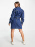 Фото #2 товара Dr Denim button through mini dress in dark wash blue