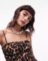 Topshop shirred midi dress in animal print