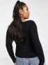 Фото #2 товара Yours long sleeve crop top with cut out detail in black