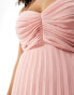 ASOS DESIGN pleated bodice strappy pleat midi dress with tie back detail in pink Розовый, 44 - фото #2