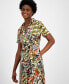 Women's Printed Collared Tie-Waist Dress