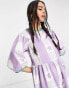 COLLUSION twill gingham midi smock dress in lilac