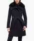 ფოტო #1 პროდუქტის Women's Petite Belted Faux-Fur-Collar Coat