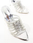 Azalea Wang Prancer caged embellished high heeled mule in silver