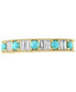 ფოტო #2 პროდუქტის EFFY® Diamond (1/4 ct. t.w.) & Turquoise (2-1/2mm) Band Ring In 14k Gold