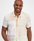 Фото #3 товара Men's Short Sleeve Button-Front Patchwork Print Shirt