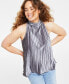 Women's Pleated Velvet Mock Neck Top, Created for Macy's