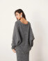 ASOS EDITION knitted v neck oversized jumper co-ord in charcoal