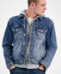 Фото #3 товара Men's Layered-Look Full-Zip Hooded Denim Utility Jacket, Created for Macy's