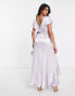 Фото #4 товара Topshop bridesmaid satin frill wrap dress in lilac