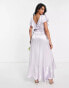 Topshop bridesmaid satin frill wrap dress in lilac 34 - фото #4