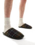 Barbour Young faux fur mule slipper in tartan