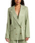 Фото #1 товара Nicholas Ayla Double-Breasted Linen Blazer Women's Green 2