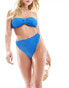 4th & Reckless capri high waist full coverage crinkle bikini bottom in blue BLAU, 36 - фото #4