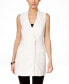 INC International Concepts Sleeveless Zip front Jacket Notched Collar White S