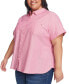 Фото #3 товара Plus Size Cotton Pin-Dot Camp Shirt