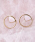 Circle Genuine Pink Opal Triangle Stud Earrings