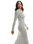 Фото #1 товара Stradivarius knitted maxi dress in stripe