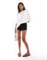 Фото #4 товара ASOS DESIGN pearl embellished oversized t-shirt in white