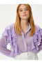 Фото #2 товара Рубашка женская Koton Şifon Gömlek Transparan Uzun Kollu Fırfırlı Düğmeli