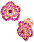 ფოტო #1 პროდუქტის Passion Ruby (1/8 ct. t.w.) & Bubble Gum Pink Sapphire (1-1/6 ct. t.w.) Flower Stud Earrings in 14k Rose Gold