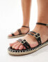 RAID Wide Fit Elodiya flat espadrille sandals in black