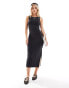 ONLY Petite seamless boat neck midi dress in black