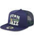 Фото #1 товара Men's Navy Utah Jazz Logo A-Frame 9Fifty Trucker Snapback Hat