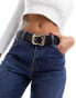 Фото #2 товара ASOS DESIGN angled square buckle waist and hip jeans belt in black