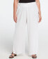 Фото #1 товара Plus Size Linen Blend Pull-On Wide Leg Pant with Side Slit