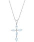 ფოტო #1 პროდუქტის Gemstone & Diamond Accent Cross 18" Pendant Necklace in 14k White Gold