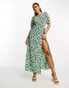 Фото #1 товара Vila wrap maxi dress in green floral print