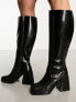 ASOS DESIGN Cascade leather knee boots in black