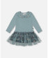 Baby Girls Baby Bi-Material Dress With Mesh Skirt Teal Printed Flowers