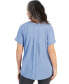 ფოტო #2 პროდუქტის Women's Split-Neck Short Sleeve Knit Shirt, Created for Macy's